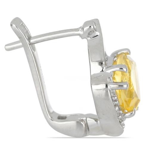 REAL CITRINE SINGLE STONE EARRINGS IN 925 SILVER